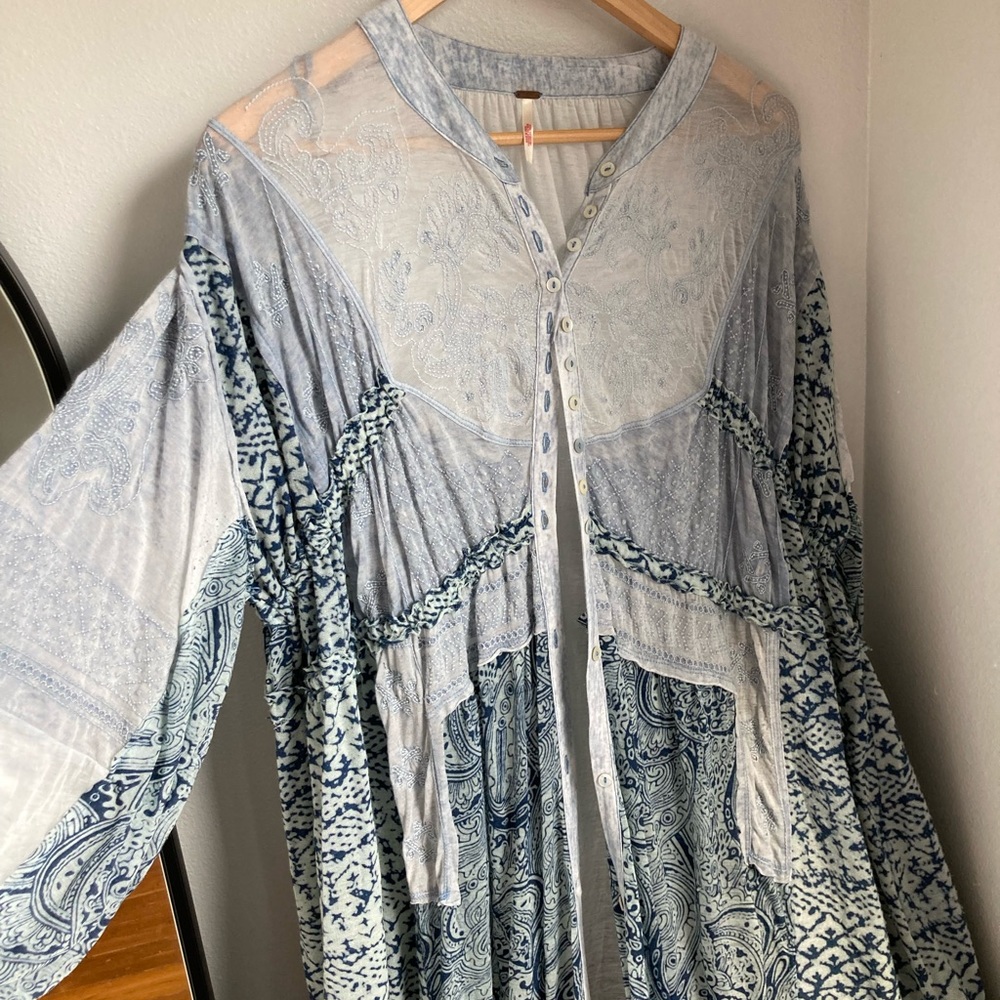 Free People Oh My Mix Print Long Sleeve Maxi Dress M - Picture 4 of 14